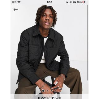 エイチアンドエム(H&M)のASOS キルティングジャケット　ブラック(ミリタリージャケット)