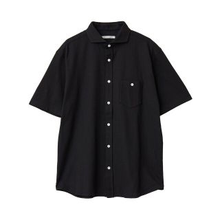 メンズメルローズ(MEN'S MELROSE)の【ブラック】リンクスジャージホリゾンタルカラー半袖シャツ(その他)