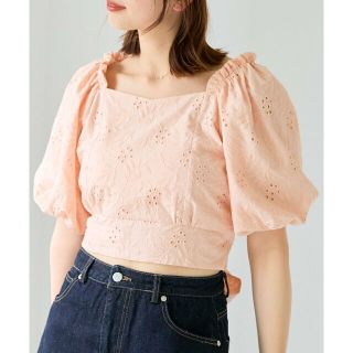 マジェスティックレゴン(MAJESTIC LEGON)の【ピンク】刺繍レースコットンブラウス(シャツ/ブラウス(長袖/七分))