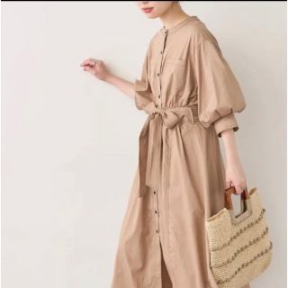 ナチュラルクチュール(natural couture)の【WEB限定】ノーカラーシャツワンピース  natural couture(ロングワンピース/マキシワンピース)