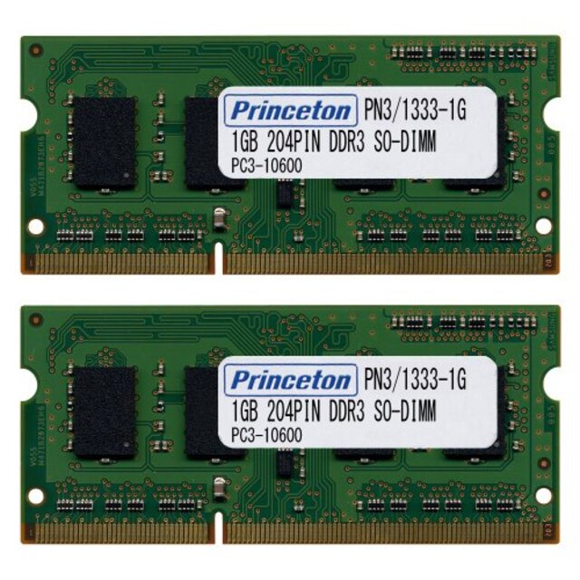 プリンストン DOS/V ノート用メモリ 2GB(1GBx2枚組) PC3-10600 204pin DDR3-SDRAM SODIMM PDN3/1333-1GX2 wgteh8f