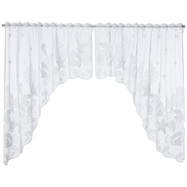 (180cm wide by 90cm drop, White) - Heritage Lace Seascape 180cm Wide by 90cm Drop Swag Pair, White