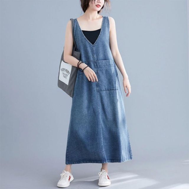 デニム ワンピース サロペット オーバーオール レディース 韓国 夏服 XL レディースのワンピース(ロングワンピース/マキシワンピース)の商品写真