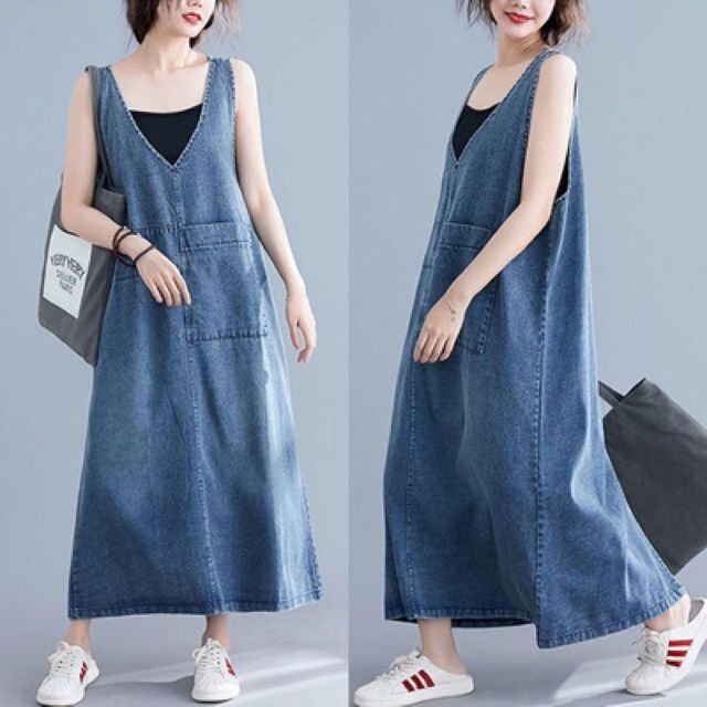 デニム ワンピース サロペット オーバーオール レディース 韓国 夏服 XL レディースのワンピース(ロングワンピース/マキシワンピース)の商品写真