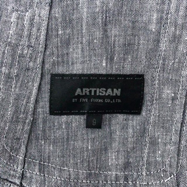 ARTISAN アルチザン デニム ノーカラーブラウス 麻100% シャツ 9 レディースのトップス(シャツ/ブラウス(長袖/七分))の商品写真