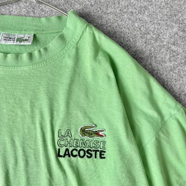 LACOSTE(ラコステ)の【ラコステ】70s シングルステッチ フランス製 刺繍ロゴ ルーズ Tシャツ 緑 メンズのトップス(Tシャツ/カットソー(半袖/袖なし))の商品写真