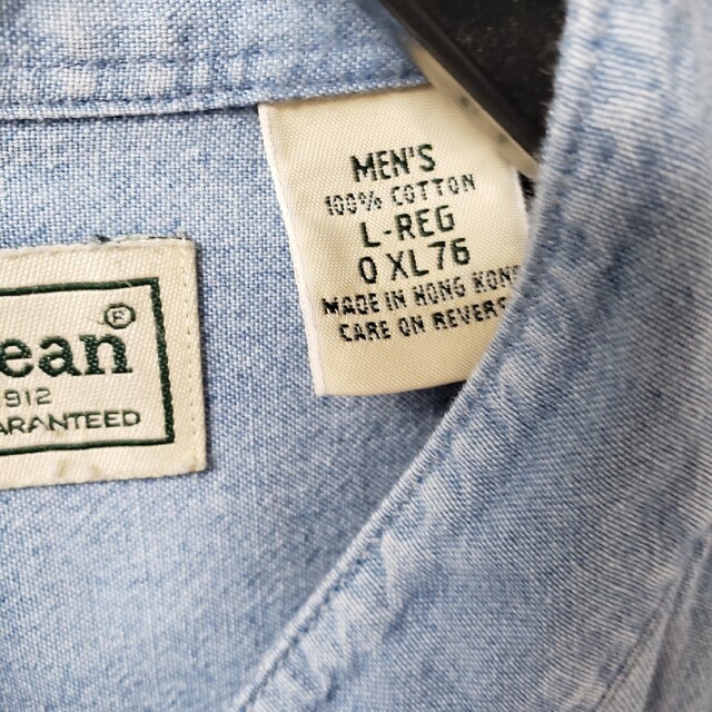 L.L.Bean(エルエルビーン)の90s L.L.Bean　エルエルビーン　スタンドカラーシャンブレーシャツ　L メンズのトップス(シャツ)の商品写真