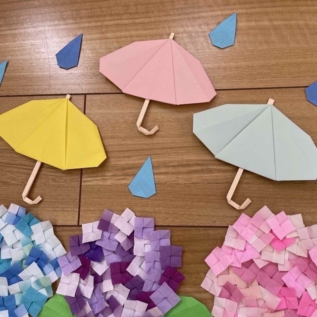 折り紙　梅雨　アジサイ、9個セット ハンドメイドのハンドメイド その他(その他)の商品写真