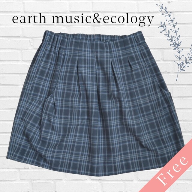 earth music & ecology(アースミュージックアンドエコロジー)の【earth music&ecology】 チェック スカート 膝上 緑 レディースのスカート(ミニスカート)の商品写真