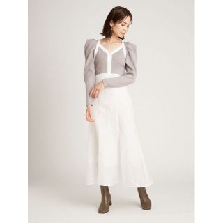 SNIDEL - ジャガードスカートドッキングニットワンピース グレー SNIDEL - ジャガードスカートドッキングニットワンピース グレー