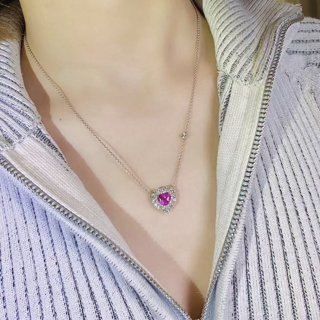 天然 ピンク サファイア ダイヤ ネックレス2.1ct k18
