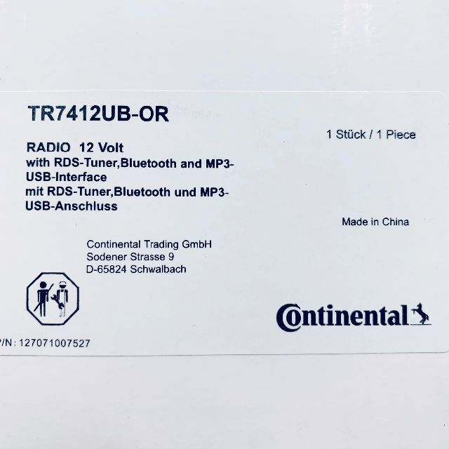 日本周波数設定済 Continental TR7412UB-OR コンチネンタル