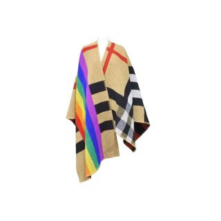 バーバリー(BURBERRY)のBURBERRY バーバリー Rainbow Vintage Check ポンチョ マルチカラー 19AW 4078755/68E 美品 中古49049(ポンチョ)