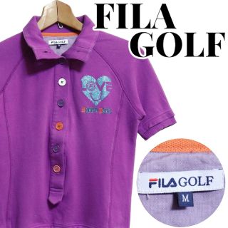 フィラ(FILA)のFILA GOLF フィラゴルフ ラメプリント 刺繍 ゴルフウェア Mサイズ(ポロシャツ)