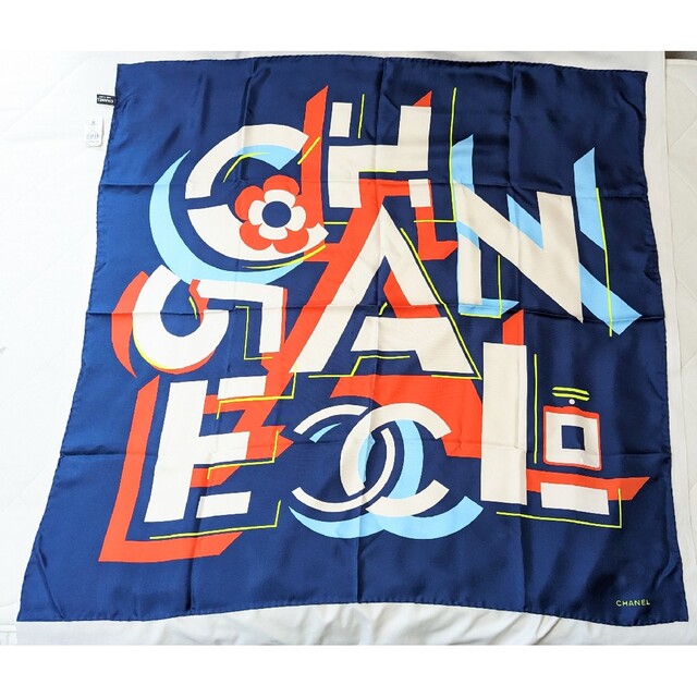 新品 未使用 CHANEL レア物 シャネル シルク スカーフ マリン-