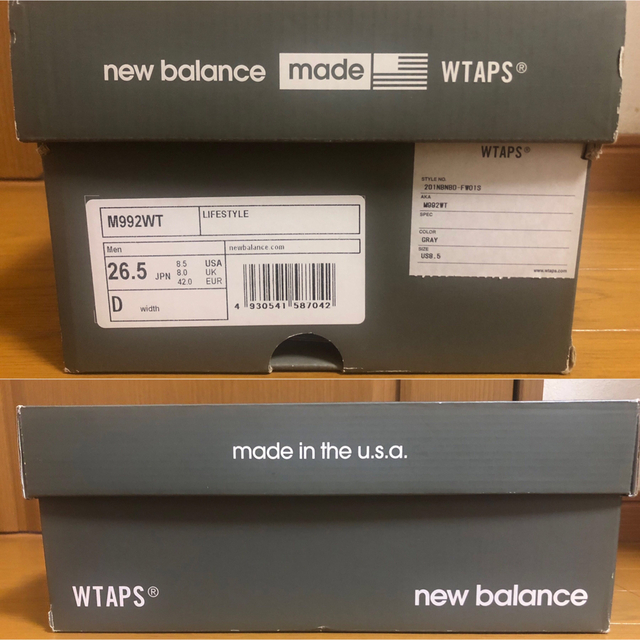 New Balance(ニューバランス)の3回使用 WTAPS x New Balance 992 Gray M992WT メンズの靴/シューズ(スニーカー)の商品写真