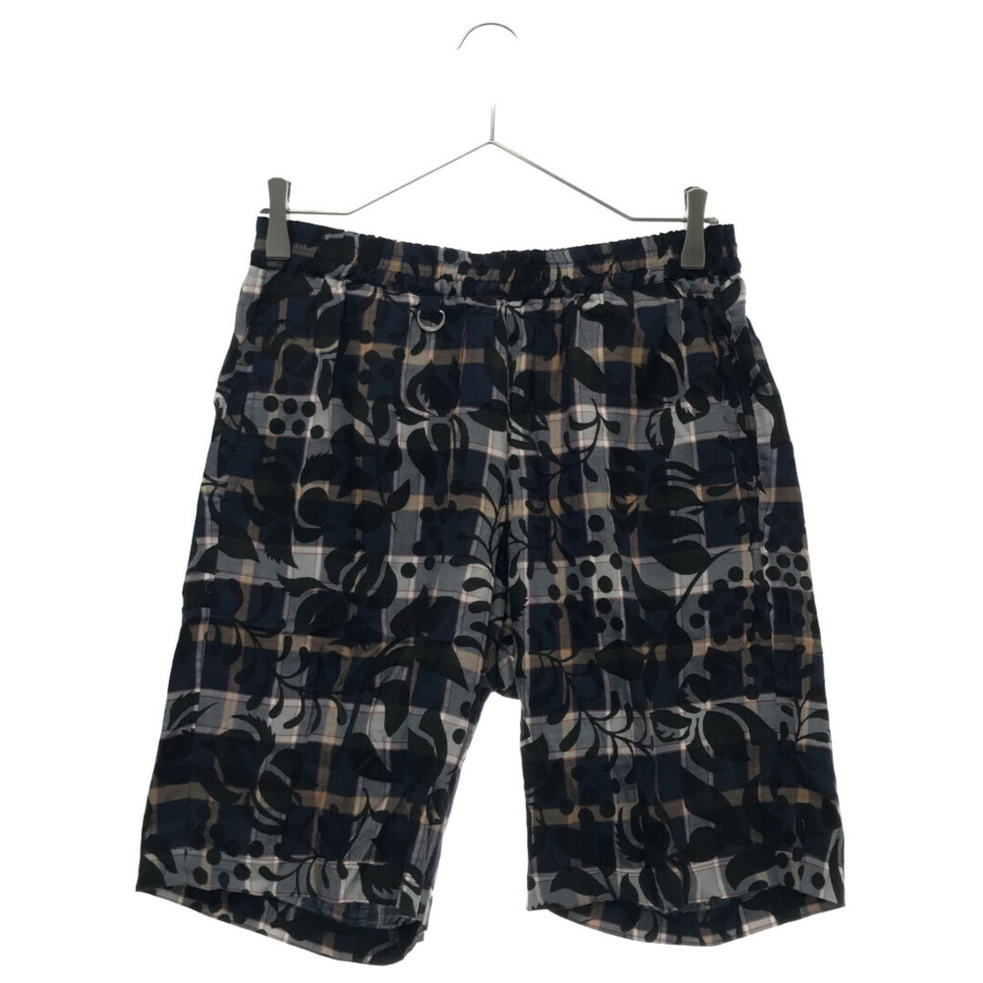 SOPHNET. ソフネット 17SS FLOWER OVER PRINT CHECK EASY SHORTS ネイビー/グレー フラワープリント チェック柄 ショーツ ハーフパンツ SOPH-170087