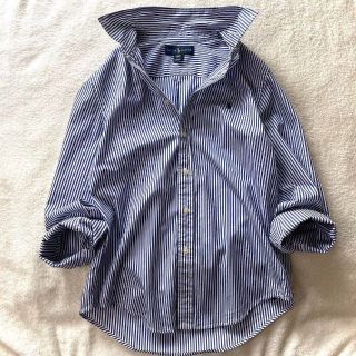 ラルフローレン(Ralph Lauren)の美品 ラルフローレン ストライプ シャツ ブラウス 青  ブルーグレー 長袖(シャツ/ブラウス(長袖/七分))