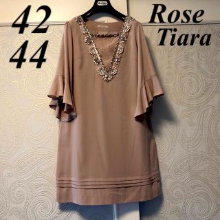 ローズティアラ(Rose Tiara)の42.44大きいサイズ　ローズティアラ　エレガントビジュー♡2way♡ワンピース(ひざ丈ワンピース)