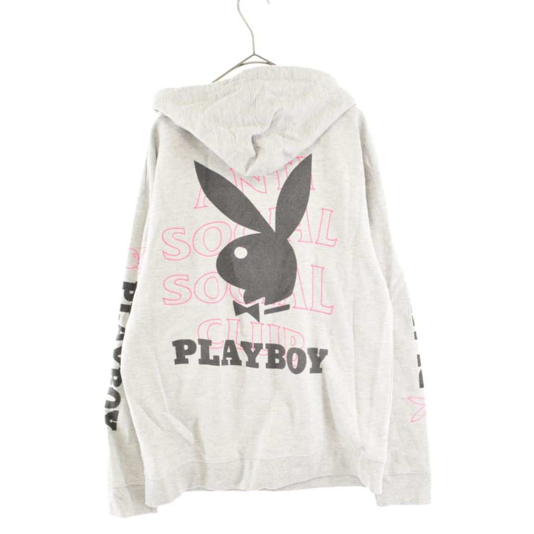 ANTI SOCIAL SOCIAL CLUB(アンチソーシャルソーシャルクラブ)のANTI SOCIAL SOCIAL CLUB アンチソーシャルソーシャルクラブ × PLAYBOY HOODIE プレイボーイ プリントプルオーバーパーカー グレー メンズのトップス(パーカー)の商品写真