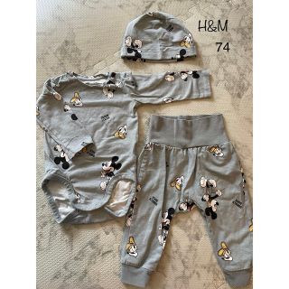 エイチアンドエイチ(H&H)のH&M ミッキーロンパース3点セット(ロンパース)