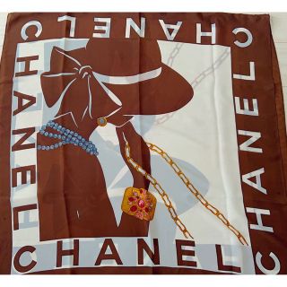 シャネル(CHANEL)のレア　ヴィンテージ　ココシャネル　マドモアゼル ビジュー 大判スカーフ シルク(バンダナ/スカーフ)