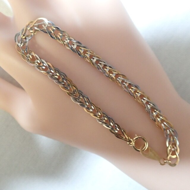 ⭐即決⭐k18/PT850/コンビデザインブレス/6.2㌘/18.5㌢/美品/の通販 by