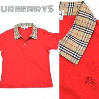 バーバリー(BURBERRY)のバーバリー ■美品　ノバ チェック襟付き半袖シャツ ポロシャツ カットソー M(カットソー(半袖/袖なし))