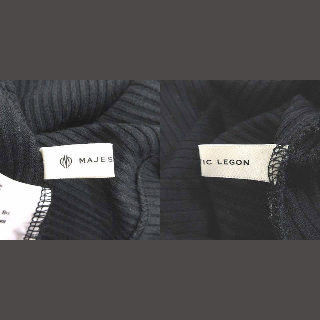 MAJESTIC LEGON(マジェスティックレゴン)のマジェスティックレゴン リブニット カットソー 長袖 切替 レース 刺繍 M 黒 レディースのトップス(ニット/セーター)の商品写真