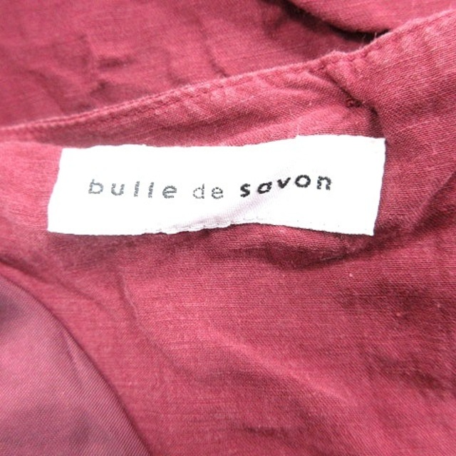 bulle de savon(ビュルデサボン)のビュルデサボン シャツワンピース ひざ丈フリル フレンチスリーブ F ボルドー レディースのワンピース(ひざ丈ワンピース)の商品写真