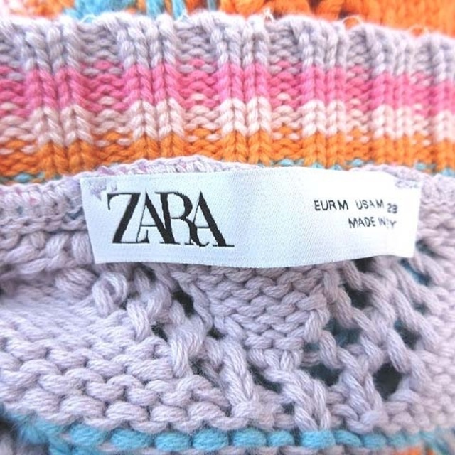 ZARA(ザラ)のザラ ZARA ニットベスト プルオーバー 総柄 クルーネック M マルチカラー レディースのトップス(ベスト/ジレ)の商品写真