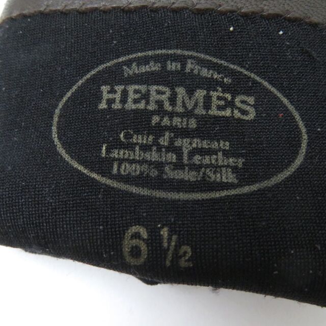 Hermes(エルメス)の極美品☆HERMES エルメス ラムレザー スウェード切替デザイン 裏地シルク グローブ/手袋 ダークブラウン 6 1/2 フランス製 レディース レディースのファッション小物(手袋)の商品写真