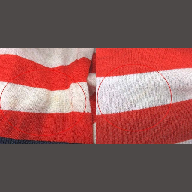 LACOSTE(ラコステ)のラコステ ニット カットソー 半袖 Uネック ボーダー 42 赤 レッド 白 レディースのトップス(ニット/セーター)の商品写真