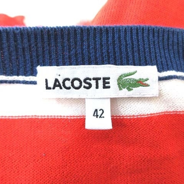 LACOSTE(ラコステ)のラコステ ニット カットソー 半袖 Uネック ボーダー 42 赤 レッド 白 レディースのトップス(ニット/セーター)の商品写真