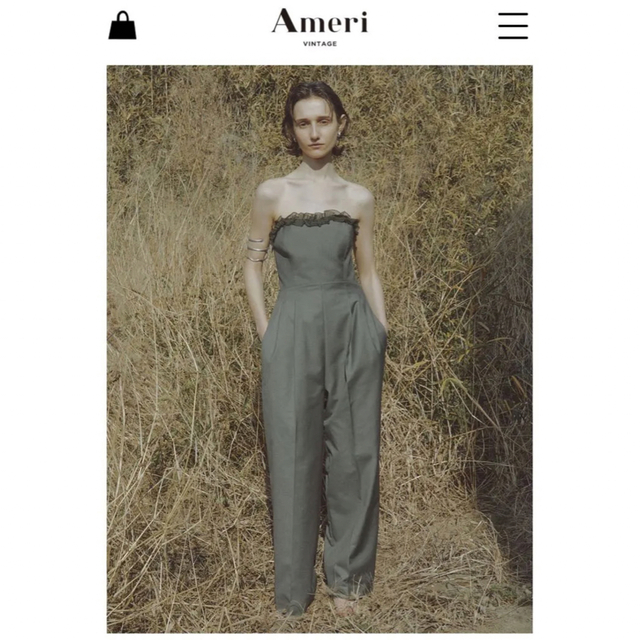 Ameri VINTAGE(アメリヴィンテージ)のMEDI 2WAY FRILL ROMPERS カーキ　M 新品　 レディースのパンツ(オールインワン)の商品写真