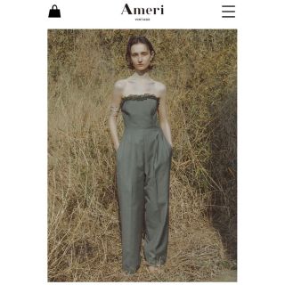 アメリヴィンテージ(Ameri VINTAGE)のMEDI 2WAY FRILL ROMPERS カーキ　M 新品　(オールインワン)