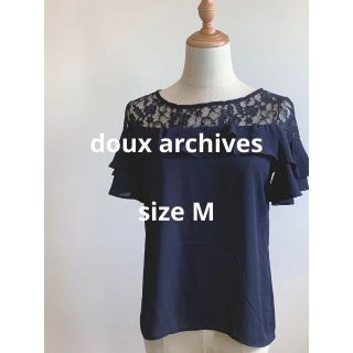 ドゥアルシーヴ(Doux archives)のdoux archives(ドゥアルシーヴ）ネイビーレースカットソー 少し透け(Tシャツ(半袖/袖なし))