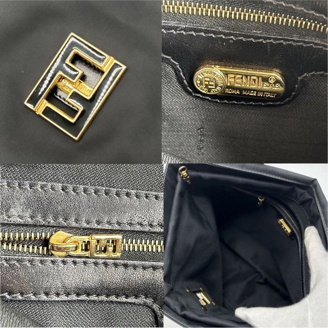 FENDI(フェンディ)のFENDI フェンディ  ナイロン　トートバッグ　ロゴ　FF金具　ブラック レディースのバッグ(トートバッグ)の商品写真