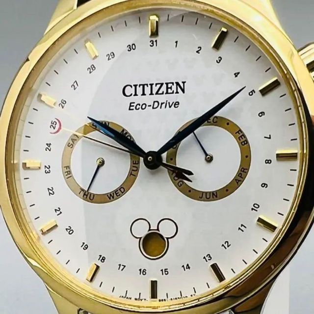 シチズン 腕時計 電池不要 展示品 エコドライブ ミッキー ゴールド メンズ-
