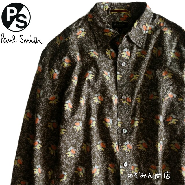 【PAUL SMITH】美品　長袖シャツ　総柄　草花　カーキ　M★ | フリマアプリ ラクマ