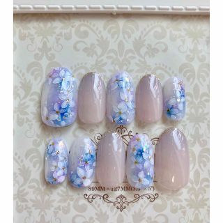 上品 紫陽花ネイル/ミディアムオーバル