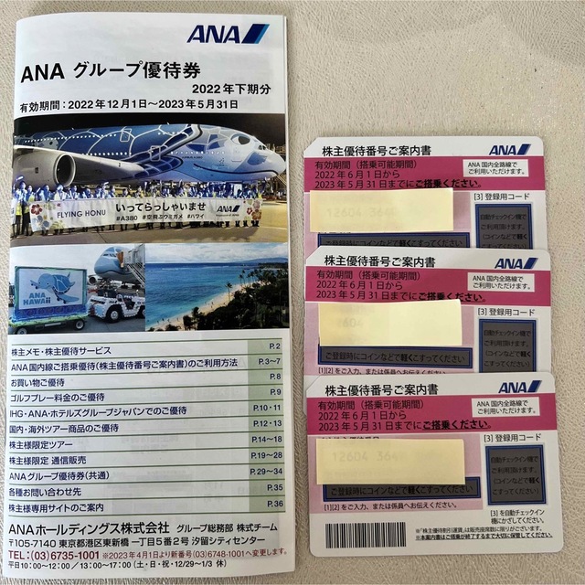 ANA(全日本空輸)(エーエヌエー(ゼンニッポンクウユ))のANA株主優待券　3枚　冊子 チケットの優待券/割引券(その他)の商品写真