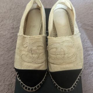 シャネル(CHANEL)のCHANEL シャネル キャンバス エスパドリーユ スリッポン フラットシューズ(スリッポン/モカシン)