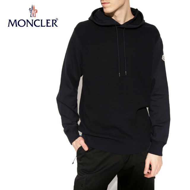 MONCLER - 54 MONCLER ネイビー ロゴ パーカー フーディ size Mの通販