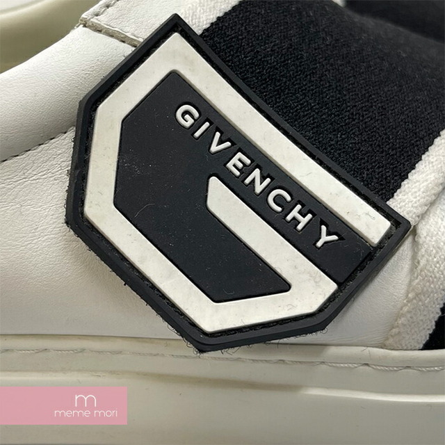 GIVENCHY(ジバンシィ)のGIVENCHY Urban Street Leather Sneakers DN0230 ジバンシー アーバンストリートレザースニーカー ローカット ロゴストラップ ベルクロ スリッポン ホワイト×ブラック サイズ44【230515】【中古-B】【me04】 メンズの靴/シューズ(スニーカー)の商品写真