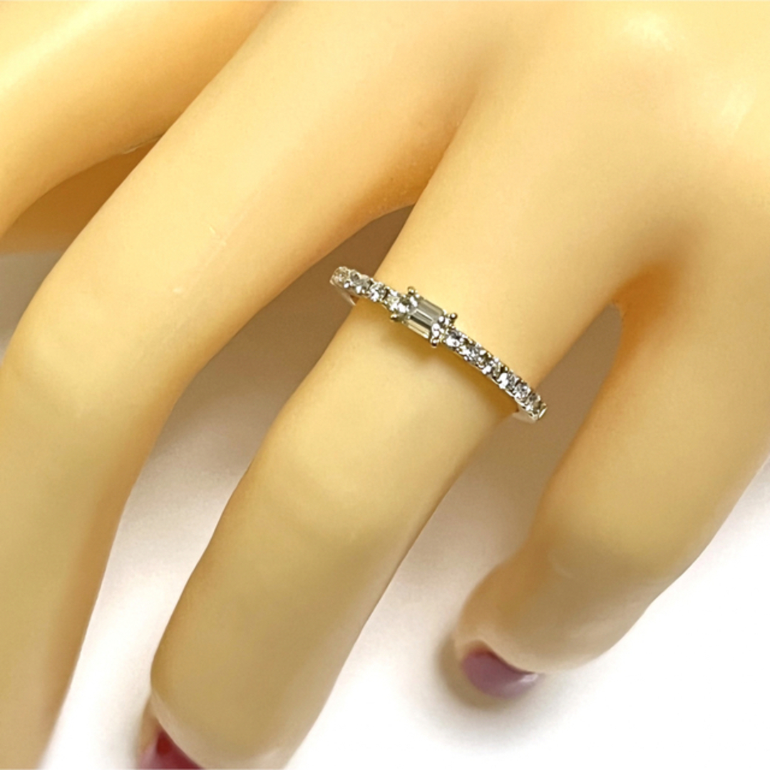 K18 エメラルドカット  天然 ダイヤモンド ゴールド リング  ダイヤリング レディースのアクセサリー(リング(指輪))の商品写真