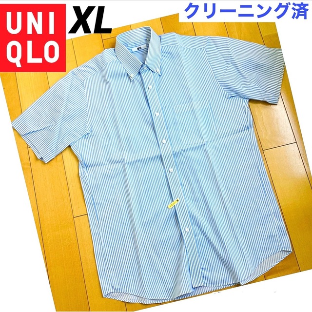 UNIQLO(ユニクロ)のユニクロ　ドライイージーケア　ストライプシャツ　ボタンダウン　半袖　XL メンズのトップス(シャツ)の商品写真