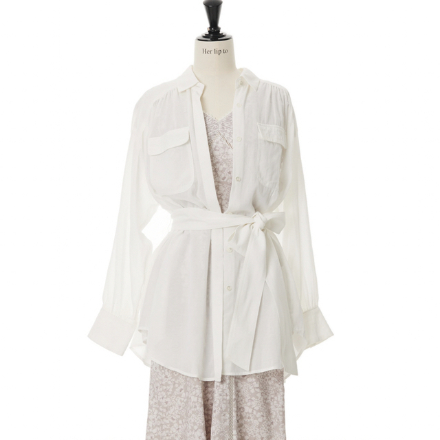 Her lip to - herlipto Cotton-blend Voile Sheer Shirtの通販 by