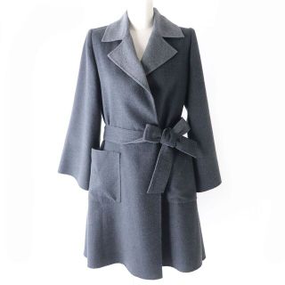 フォクシー(FOXEY)の極美品△正規品 FOXEY BOUTIQUE フォクシーブティック 25715 レディース ベルト付き カシミヤ100％ ラップコート ダークグレー 38 日本製(その他)