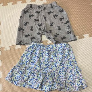 ニシマツヤ(西松屋)の80 半パン　ズボン風スカート　ネコ　花柄　猫ちゃん　パンツ　80 90(パンツ)